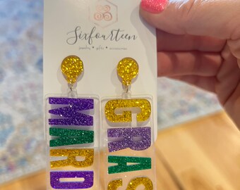 Mardi Gras acrylic earrings