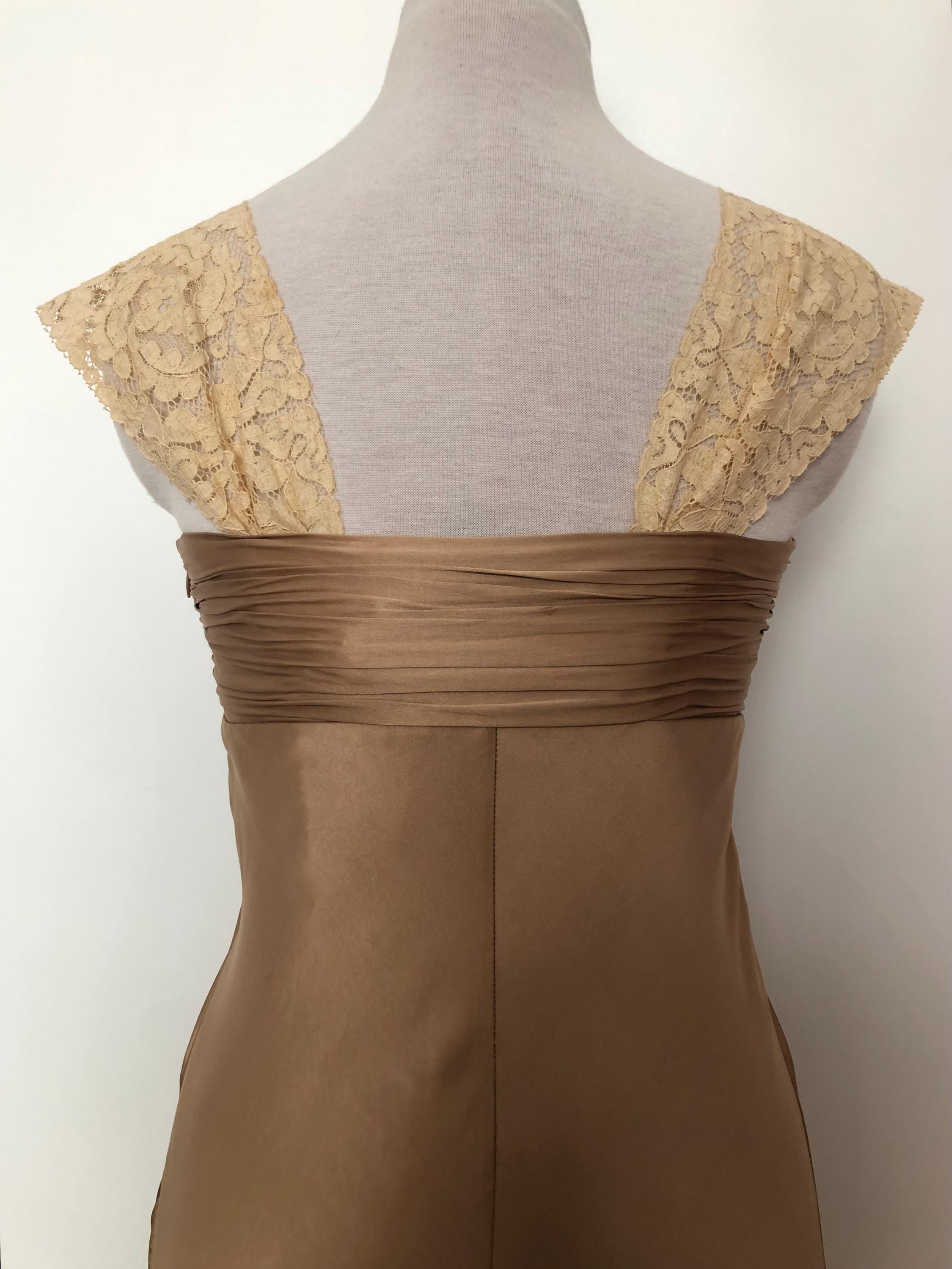 Silk Charmeuse Beige Dress With Vintage Lace and Handmade Flowers - Etsy
