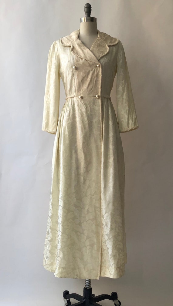 Brocade Bridal Coat/Dress with Pockets & Pearl Bu… - image 2