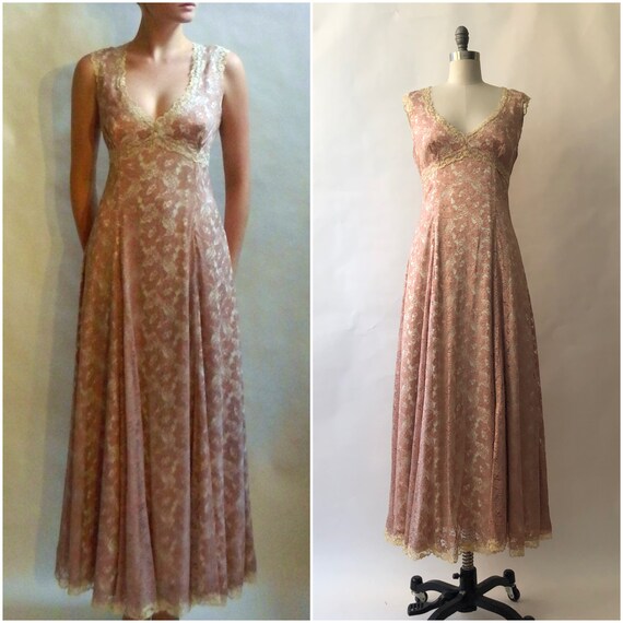 Vintage 1990's/ Pink Lace/Cream Satin/Lace Wedding