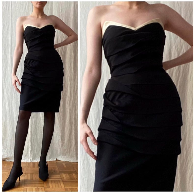 Gianni Versace Couture Bodycon Dress with Cream Neckline Trim image 8