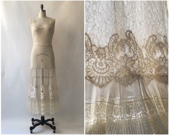 Vintage 1990's Lace Dress/ Vintage Lace Trim/ Smal