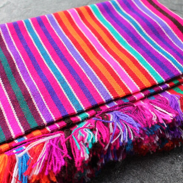 original Mayan textile weaving, bright colours, stripes, mesa cloth, table cloth, fabric supply, place mat, home decor, altar cloth