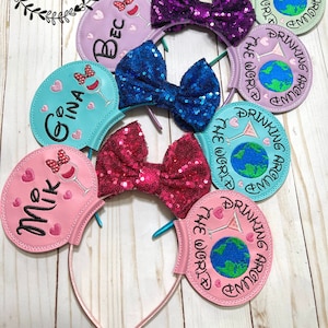 Personalized Drink Around The World Checklist Doublesided Mouse Ears Headband