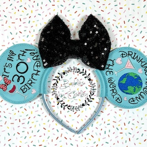 Its My Birthday Drink Around The World Checklist Doublesided Mouse Ears Headband