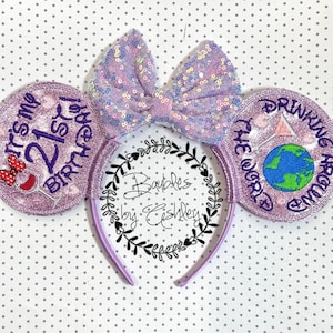 Its My 21st Birthday Drink Around The World Checklist Doublesided Mouse Ears Headband