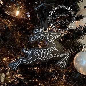 Skeleton Reindeer Ornament | Goth Christmas Black Tree Spooky Decor