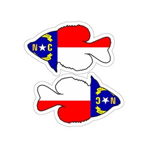 crappie fishing stickers, crappie fishing gifts, north carolina flag crappie, fishing stickers, north carolina stickers, Die-Cut Stickers