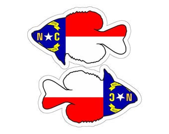 crappie fishing stickers, crappie fishing gifts, north carolina flag crappie, fishing stickers, north carolina stickers, Die-Cut Stickers