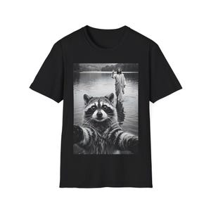 Raccoon Taking Selfie with Jesus Walking on Water T-Shirt, Funny Easter tshirt, Funny Religious Tee, christian gifts image 6