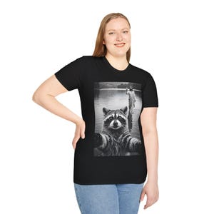 Raccoon Taking Selfie with Jesus Walking on Water T-Shirt, Funny Easter tshirt, Funny Religious Tee, christian gifts image 5