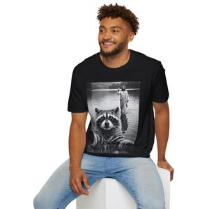 Raccoon Taking Selfie with Jesus Walking on Water T-Shirt, Funny Easter tshirt, Funny Religious Tee, christian gifts image 3