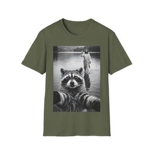 Raccoon Taking Selfie with Jesus Walking on Water T-Shirt, Funny Easter tshirt, Funny Religious Tee, christian gifts image 7