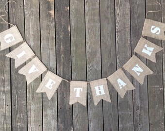 Burlap Give Thanks Banner