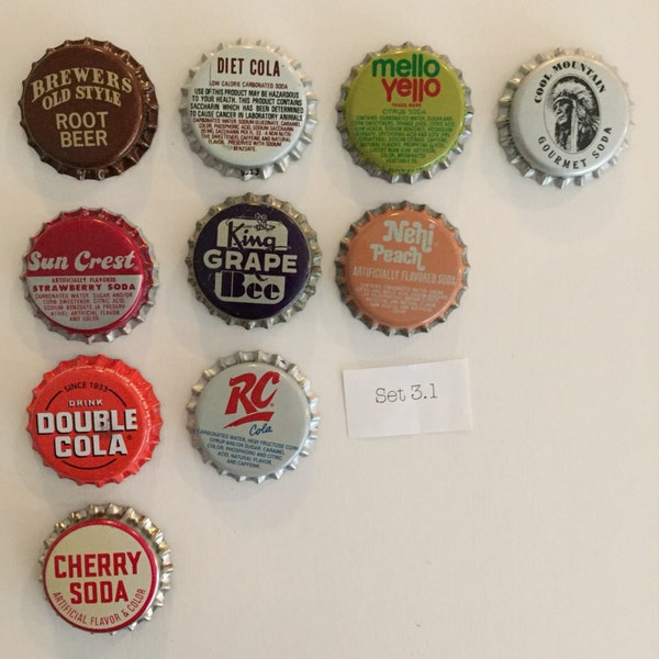 Vintage Pop Bottlecap Magnets - Set of 10