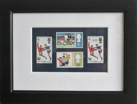 Football World Cup, stamps, framed England Winners 1966, 60th birthday