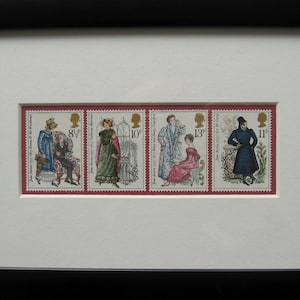 Jane Austen framed stamps from 1975 50th birthday gift in 2025