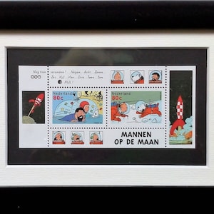 Tintin, Mann auf dem Mond, Gerahmte Briefmarken, Niederlande 1999