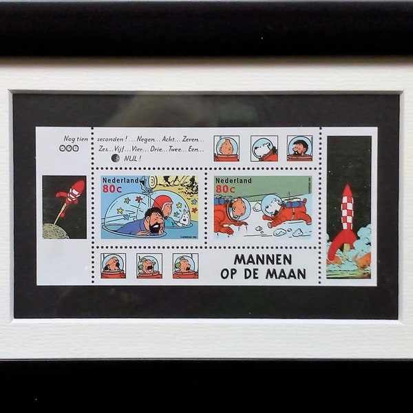 Tintin, Man on the Moon, Framed stamps, Netherlands 1999