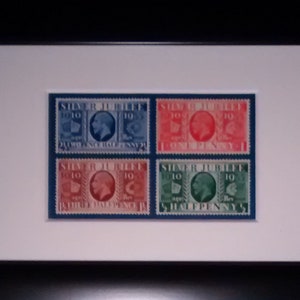 King George 5th Silver Jubilee stamp frame  made with 1935 genuine mint stamps