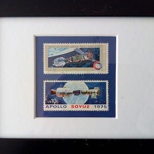 Apollo Soyuz space framed mint stamps USA 1975