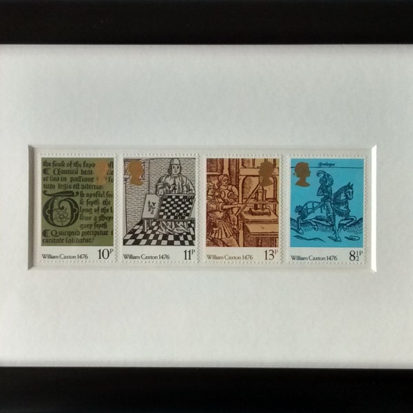 Caxton printing stamps mint framed 1976