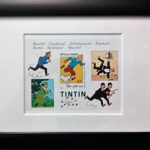 Tintin stamps, mint, framed from France 2000