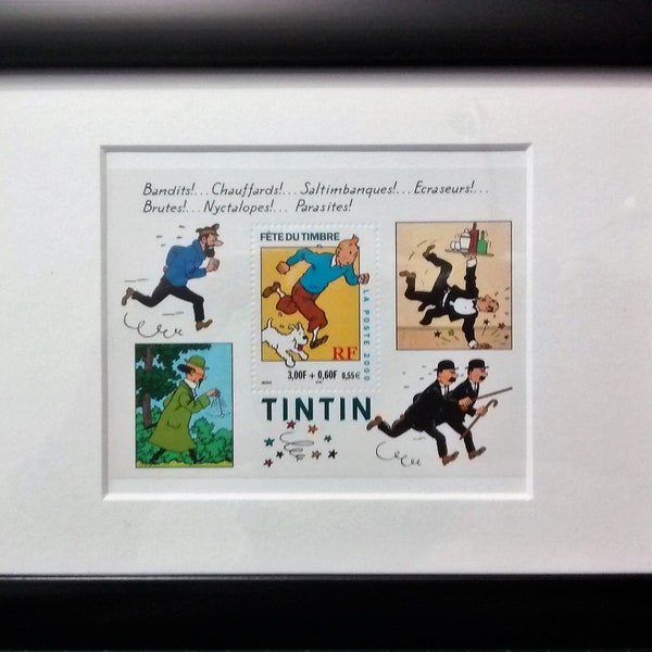 Tintin stamps, mint, framed from France 2000