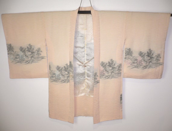 Rare Pale Peach Silk 1940s - 1960s Vintage, Japan… - image 7