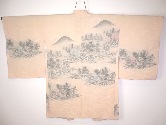 Rare Pale Peach Silk 1940s - 1960s Vintage, Japan… - image 1