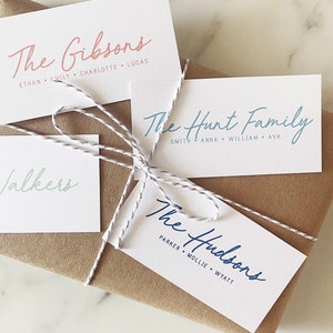 Personalized Gift Tags - Handwritten Font Family Gift Tags - Custom Enclosure Cards Kids Names