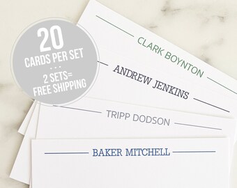 Personalized Stationery - Lined Mens Personalized Stationary - Custom Thank You Notes Flat Simple Masculine Notecards