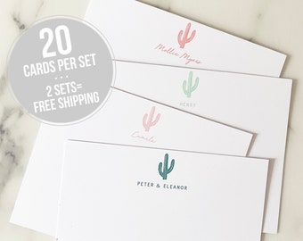 Personalized Stationary - Cactus Personalized Stationery - Custom Family Stationary Notecards Kids Adults Thank You Notes