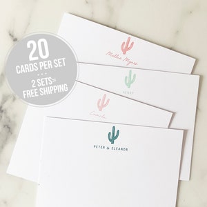 Personalized Stationary - Cactus Personalized Stationery - Custom Family Stationary Notecards Kids Adults Thank You Notes