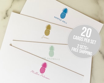 Personalized Stationery - Pineapple Personalized Stationary Set - Custom Family Stationary Cards - Thank You Notes - Birthday Gift