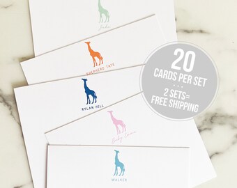Personalized Stationery - Giraffe Personalized Stationary Set - Baby Custom Stationary Cards - Thank You Notes - Newborn Baby Shower Gift