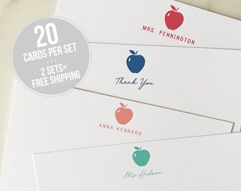 Personalized Stationery - Apple Thank You Notes - Teacher Personalized Stationary Set - Teacher Appreciation Gift