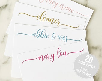 Script Personalized Stationery -  Personalized Stationary Set Flat Note Cards - Custom Thank You Notes Family Couples Women Girls