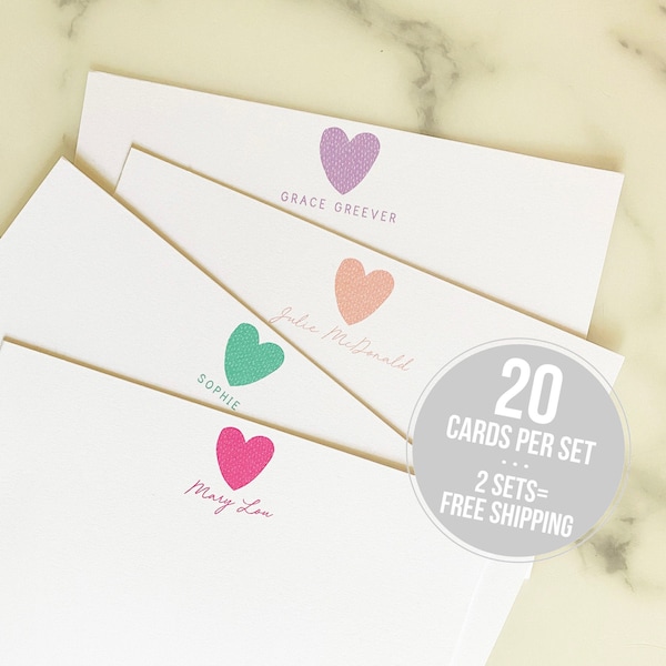 Personalisiertes Briefpapier - Herz personalisiertes Briefpapier - Mädchen benutzerdefinierte stationäre Karten - Dankesnotizen - Geburtstagsgeschenk - Valentinstagsgeschenk
