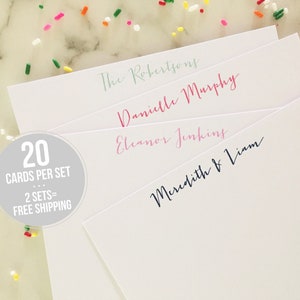 Personalized Calligraphy Stationery -  Stationary Set Flat Note Cards Christmas Gift Stocking Stuffer