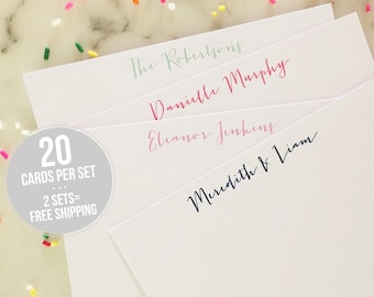 Personalized Calligraphy Stationery -  Stationary Set Flat Note Cards Christmas Gift Stocking Stuffer