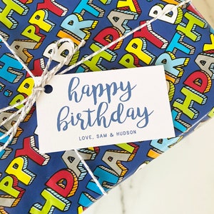 Happy Birthday Gift Tags - Personalized Set of 20 - Custom Enclosure Cards Boys