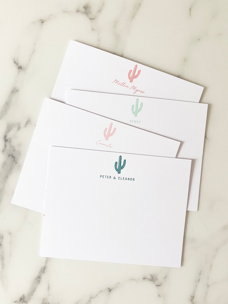 Personalized Stationary Cactus Personalized Stationery Custom Family Stationary Notecards Kids Adults Thank You Notes image 5