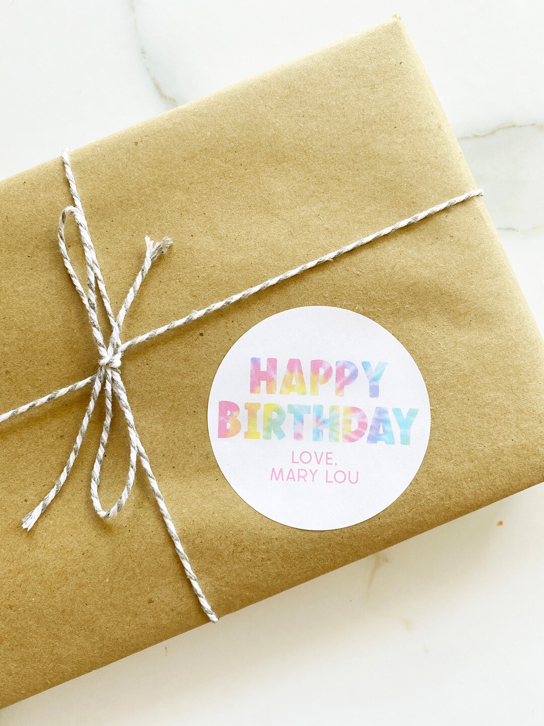 Happy Birthday Stickers Round Tie Dye Circle Stickers Birthday Gift 2.5