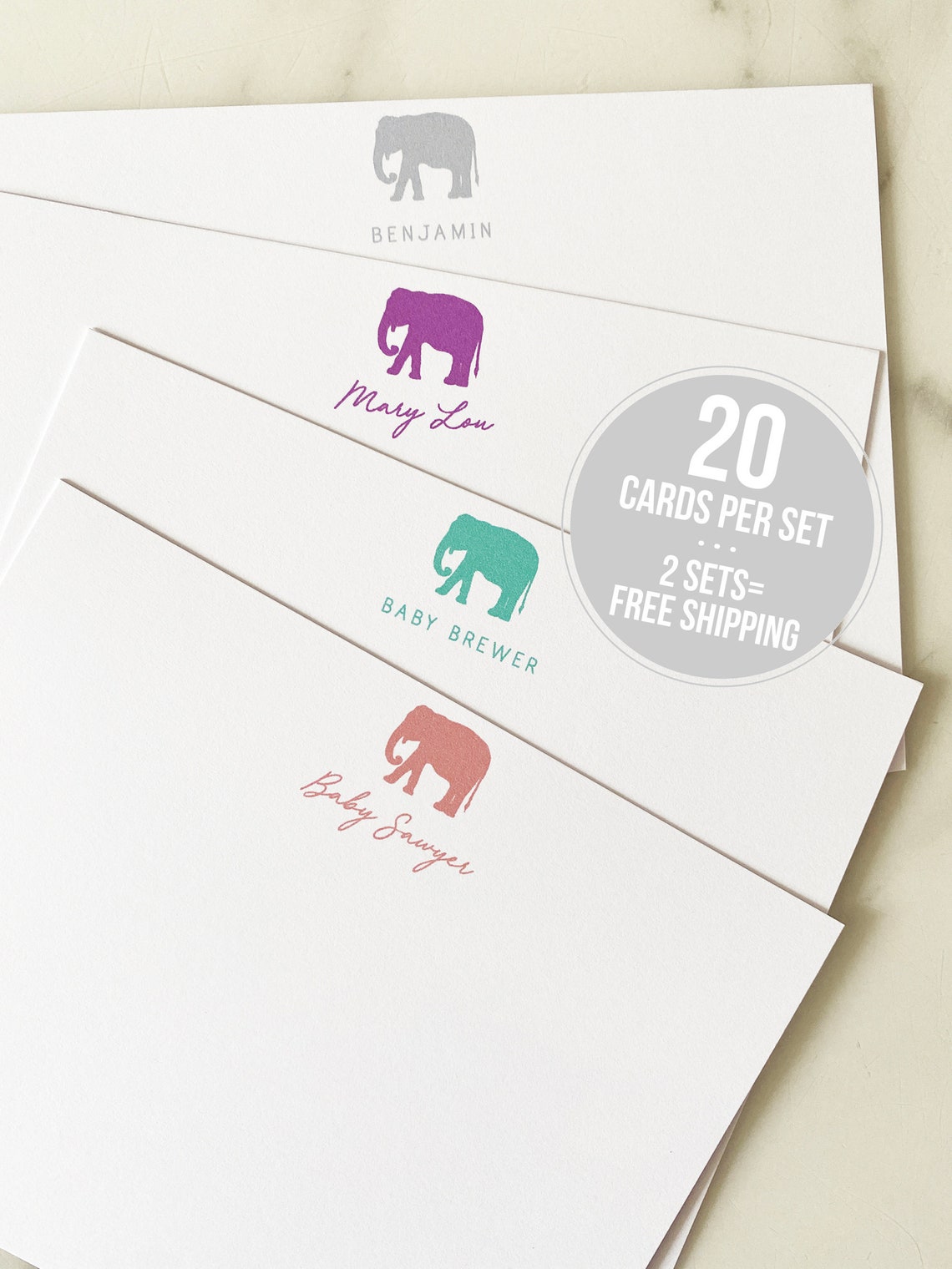 Elephant Stationary Kids Stationery Set of 20 Flat Note Etsy