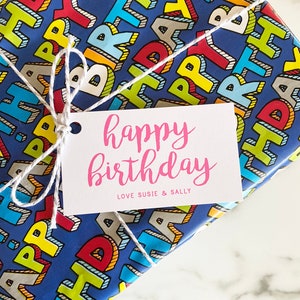 Custom Gift Tags Happy Birthday- Personalized Set of 20 - Custom Enclosure Cards Girls