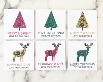 Christmas Gift Tags Stickers - Nordic Personalized Holiday Gift Tags - 24 Per Set -  Scandinavian Custom Christmas Stickers Gift