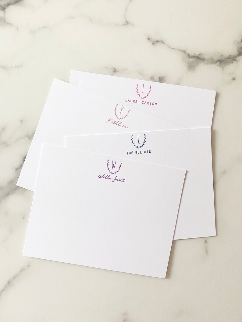 Initial Personalized Stationary Monogram Stationery Set of 20 Flat Note Thank You Cards image 3