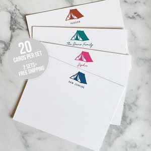 Tent Personalized Camp Stationery - Camp Stationary Personalized Notecards or Postcards Girls Boys Summer Camp
