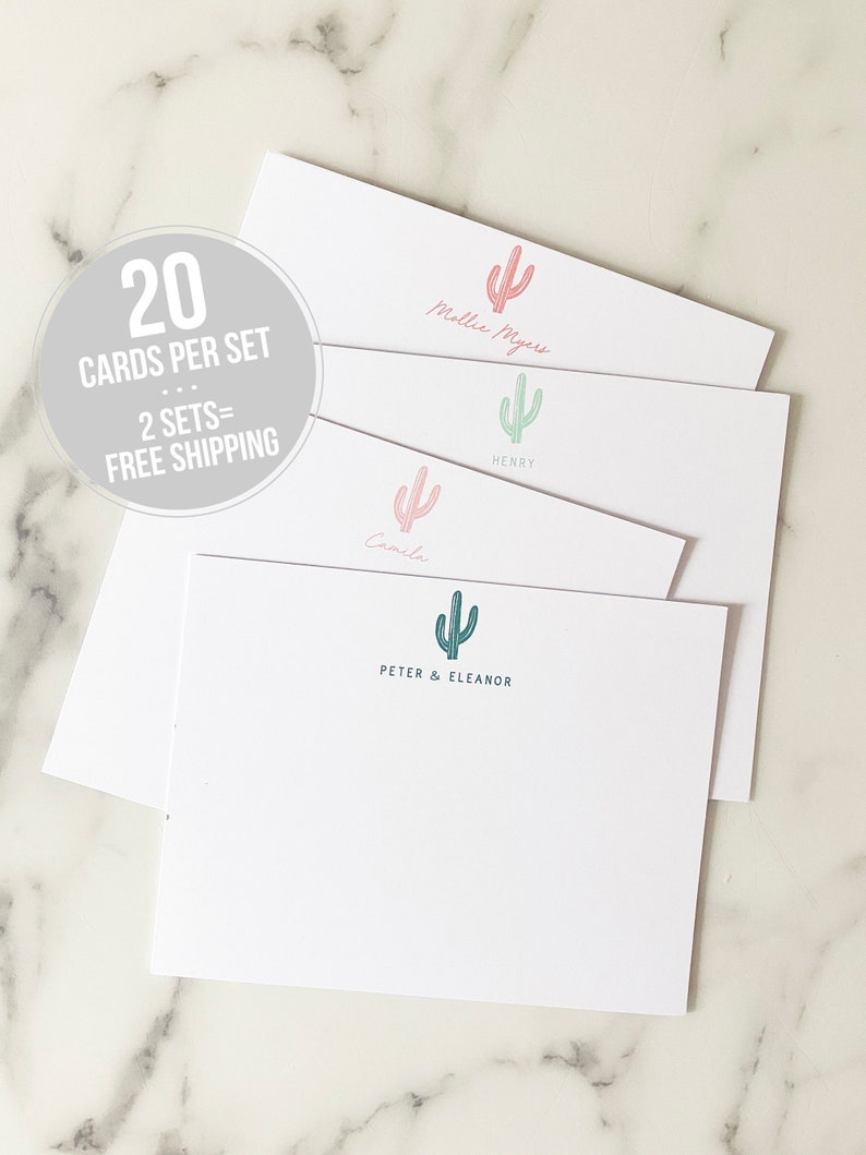 Personalized Stationary Cactus Personalized Stationery Custom Family Stationary Notecards Kids Adults Thank You Notes image 1